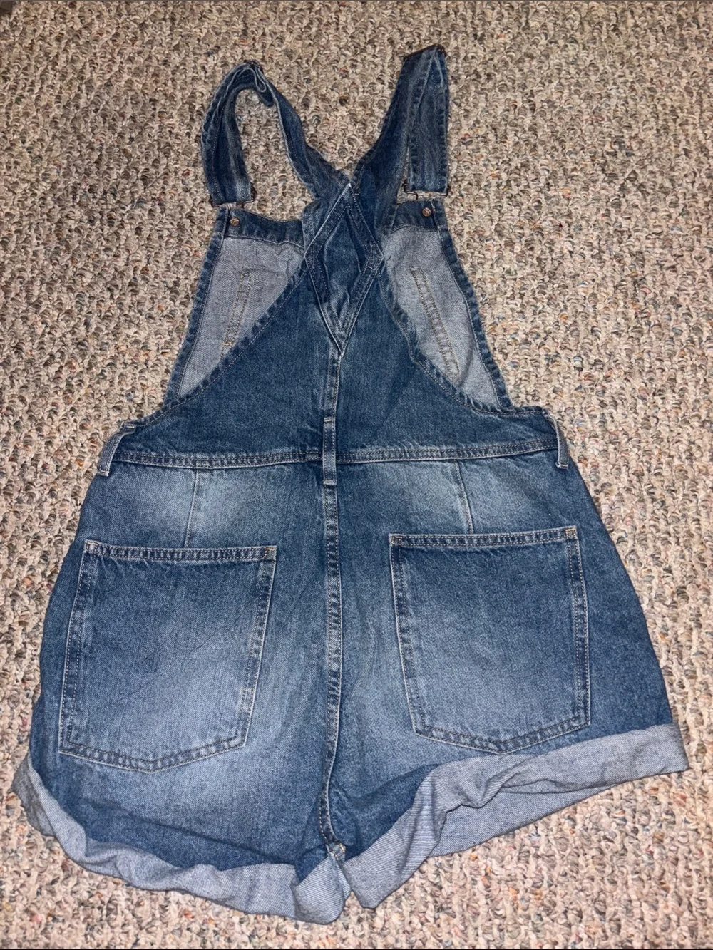 Free People Washed Blue Denim Skort Overalls - Picture 2 of 2